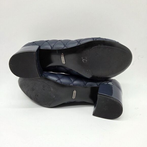 Vionic Ruby Quilted Leather Block Heel Pumps Navy Orthotic Women's size 7 - Picture 5 of 5